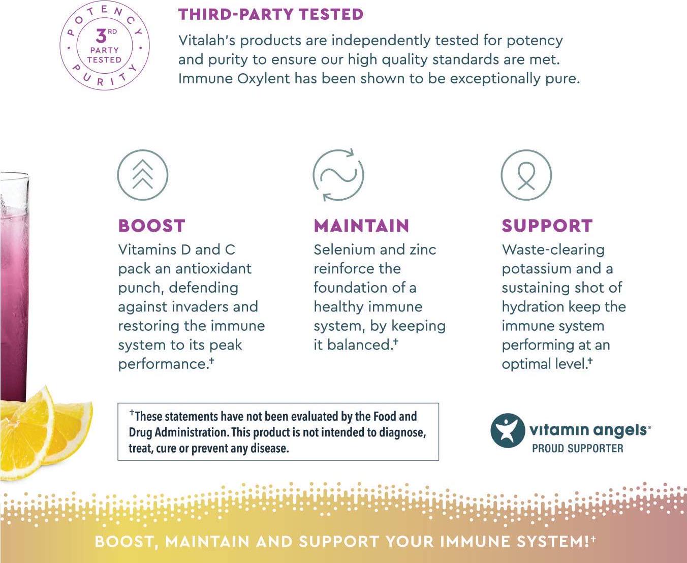 Oxylent Immune Effervescent Supplement Drink - Sugar-Free, Easy Absorption of Vitamins, Minerals, Tangerine-Lemon, BlackBerry-Lemon, Raspberry-Lemon 90 Count