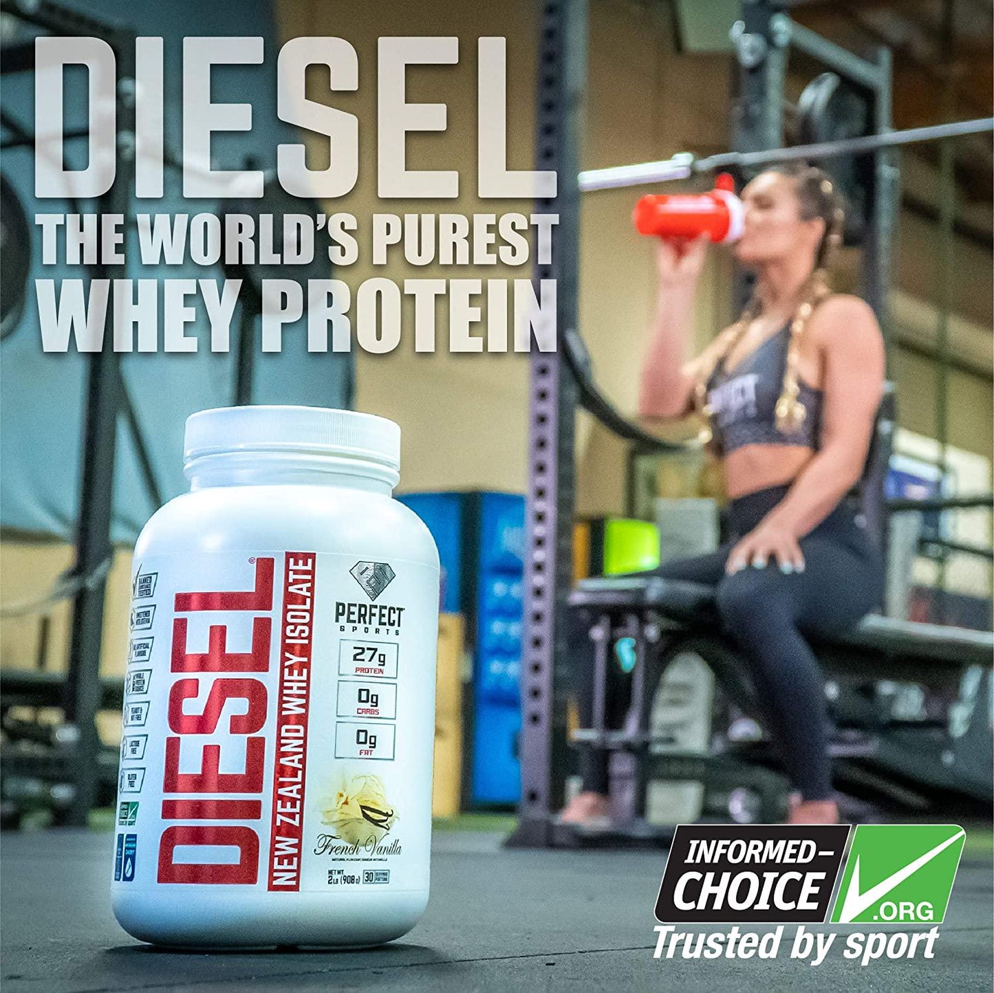 PERFECT Sports, Diesel 100% New Zealand Whey Isolate, Grass-Fed and Pasture Raised 2LB Milk Chocolate