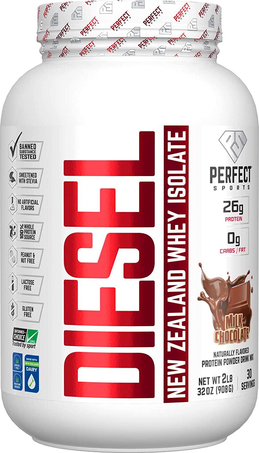 PERFECT Sports, Diesel 100% New Zealand Whey Isolate, Grass-Fed and Pasture Raised 2LB Milk Chocolate