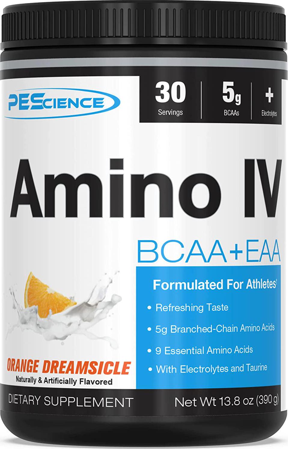 PEScience Amino IV, Orange Dreamsicle, 60 Scoop, BCAA and EAA Powder with Electrolytes