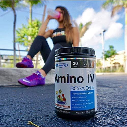 PEScience Amino IV, Strawberry Lemonade, 60 Scoop, BCAA and EAA Powder with Electrolytes