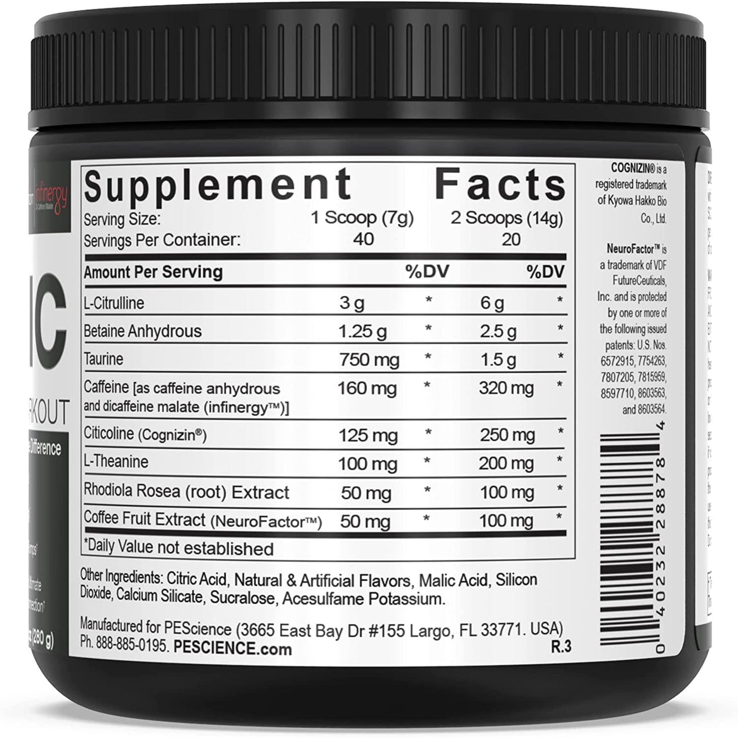 PEScience Prolific Pre Workout, Tropical Twist, 40 Scoops, Energy Supplement with Nitric Oxide