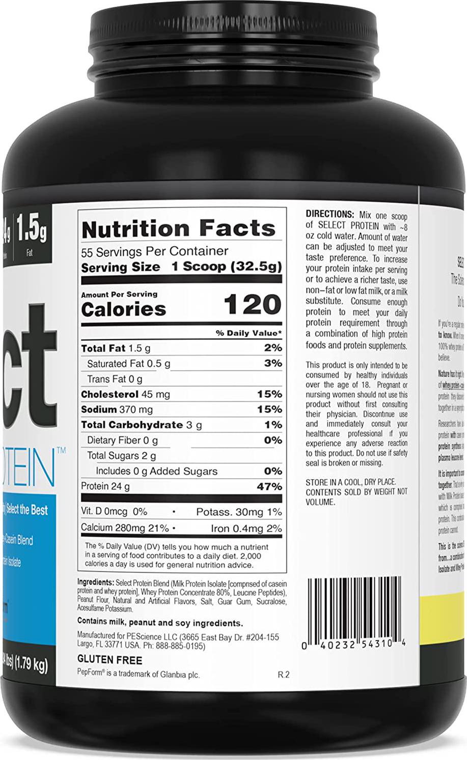 PEScience Select Low Carb Protein Powder, Peanut Butter Cookie, 55 Serving, Keto Friendly and Gluten Free