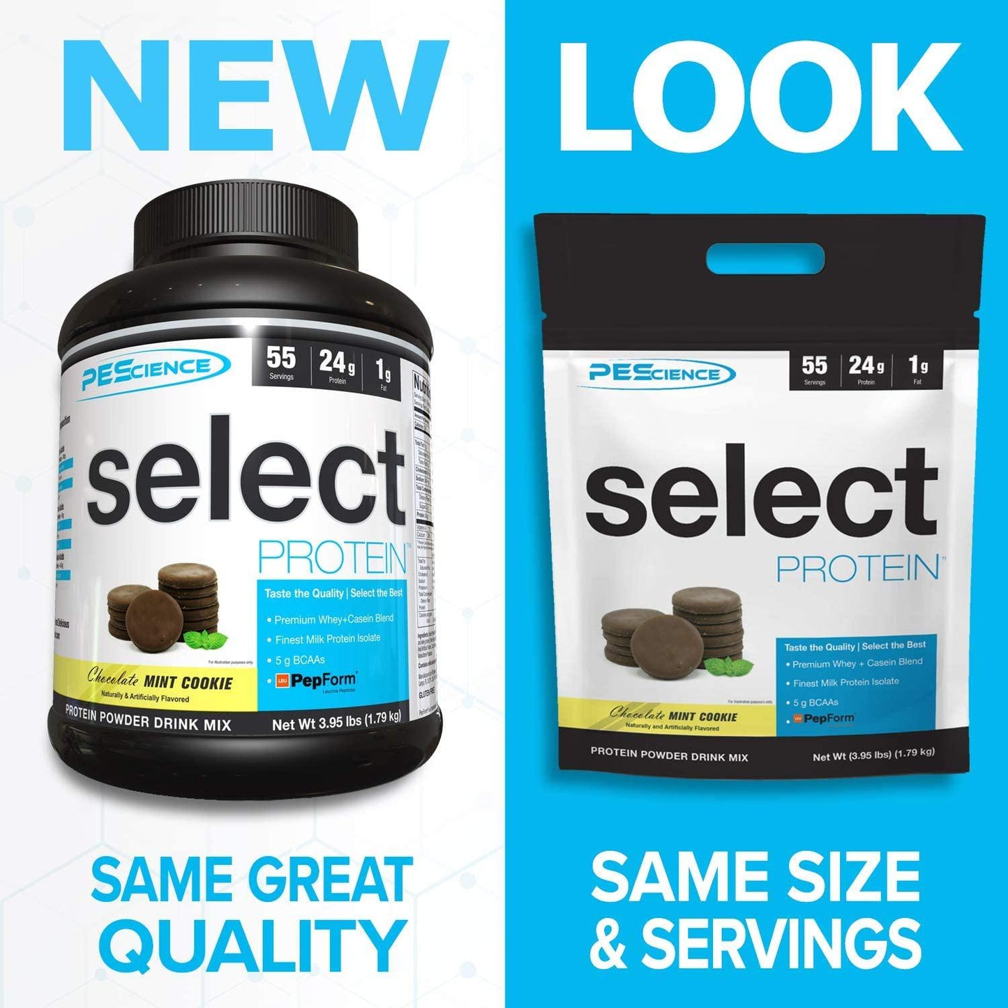 PEScience Select Low Carb Protein Powder, Chocolate Mint Cookie, 55 Serving, Keto Friendly and Gluten Free