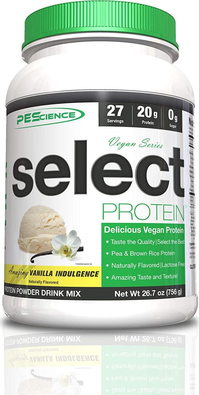 PEScience Select Vegan Plant Based Protein Powder, Vanilla, 27 Serving, Pea and Brown Rice Blend