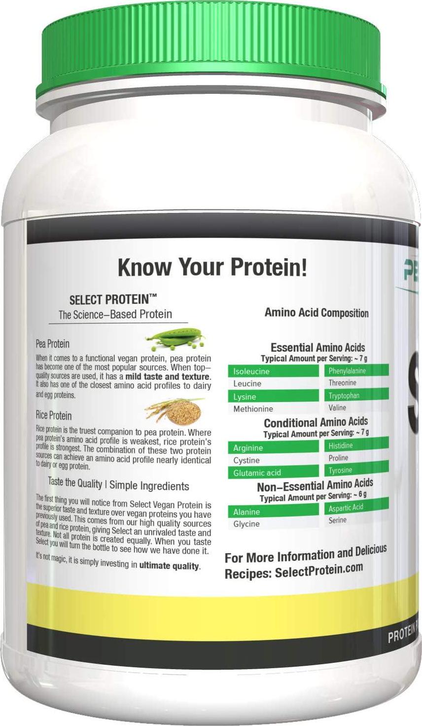 PEScience Select Vegan Plant Based Protein Powder, Vanilla, 27 Serving, Pea and Brown Rice Blend