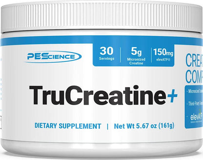 PEScience TruCreatine+, Pure Creatine Monohydrate and ElevATP Powder, 30 Servings