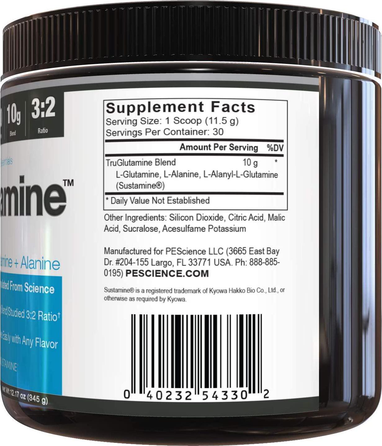 PEScience TruGlutamine Unflavored (Superior Glutamine Formula), 12.17 oz - 30 servings