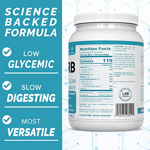 PEScience VersaCARB, Carb-10 Intra and Post Workout and Recovery Carb Powder, 30 Serving, Low Glycemic and Gluten Free