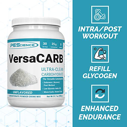 PEScience VersaCARB, Carb-10 Intra and Post Workout and Recovery Carb Powder, 30 Serving, Low Glycemic and Gluten Free