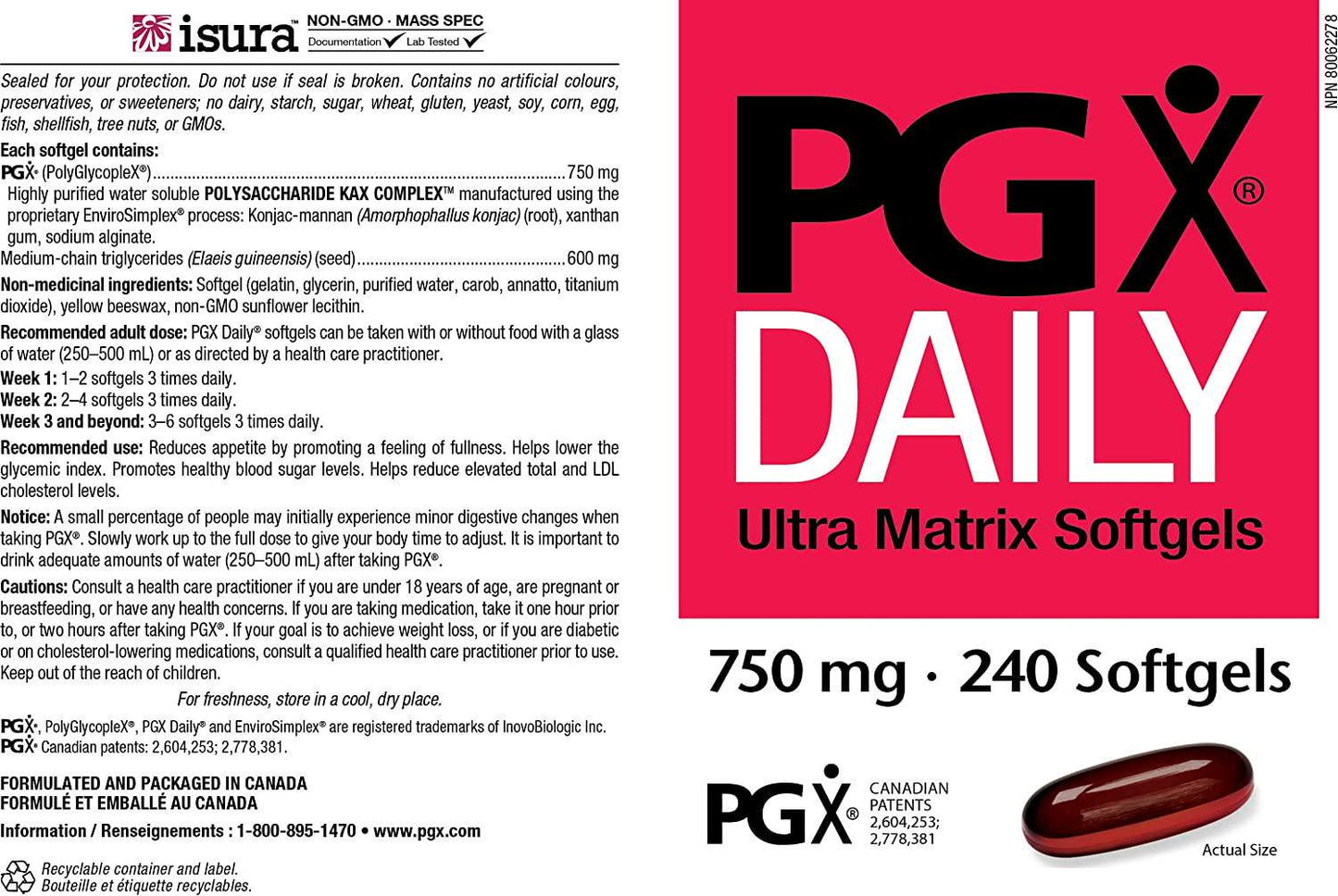 PGX by Natural Factors, Daily Ultra Matrix, Weight Management Support with MCT Oil, 240 Softgels