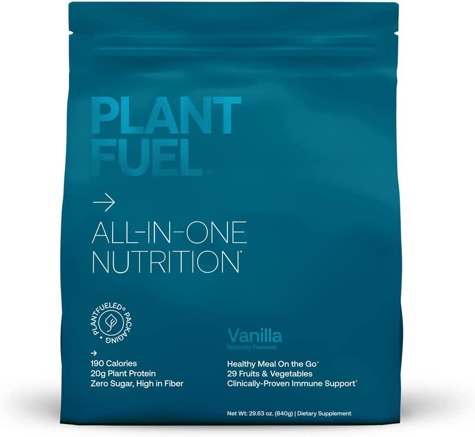 PLANTFUEL Vegan All-in-One Nutrition Meal Replacement, Vanilla - Superfood Packed Plant Based Protein Powder, 20g Protein, 5g Fiber - 20 Servings, 1.85 LBS