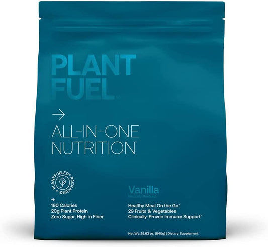 PLANTFUEL Vegan All-in-One Nutrition Meal Replacement, Vanilla - Superfood Packed Plant Based Protein Powder, 20g Protein, 5g Fiber - 20 Servings, 1.85 LBS