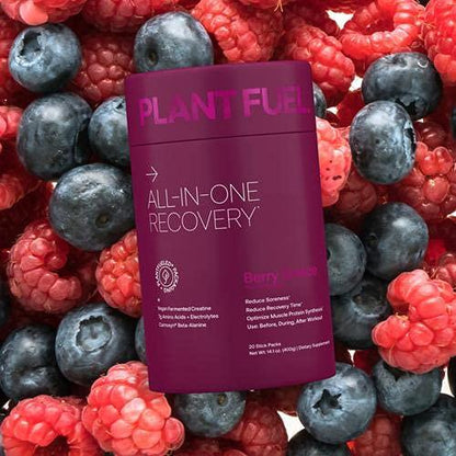 PLANTFUEL Vegan All-in-One Recovery Post Workout Drink - Plant Based, 3g of Creatine, 5.5g of BCAA's and EAA's Berry Breeze (20 Servings)