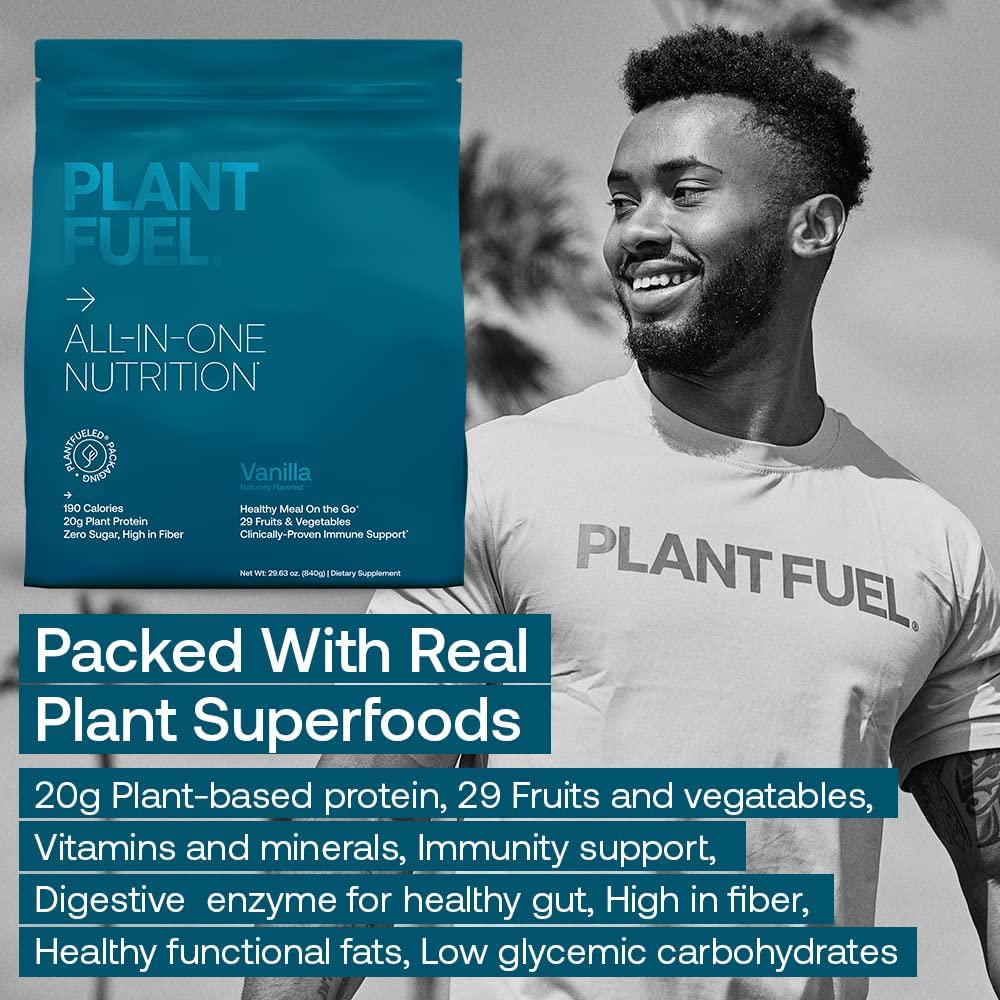 PLANTFUEL Vegan All-in-One Nutrition Meal Replacement, Vanilla - Superfood Packed Plant Based Protein Powder, 20g Protein, 5g Fiber - 20 Servings, 1.85 LBS