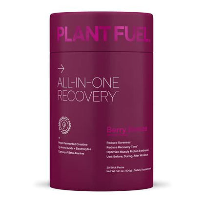 PLANTFUEL Vegan All-in-One Recovery Post Workout Drink - Plant Based, 3g of Creatine, 5.5g of BCAA's and EAA's Berry Breeze (20 Servings)