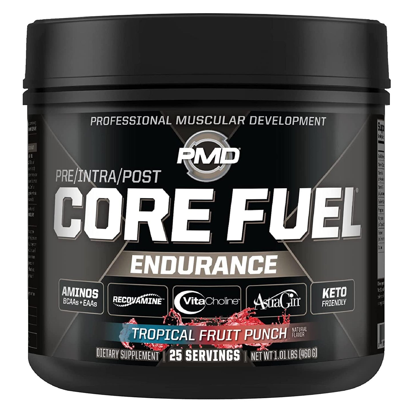 PMD Sports Core Fuel Endurance Performance and Recovery BCAAs, EAAs, Beta Alanine, Betaine Anhydrous, Glutamine, Electrolytes Muscle Growth, Strength, Endurance, Focus, Recovery Stim Free-Creatine Free Tropical Fruit Punch (25 Servings)