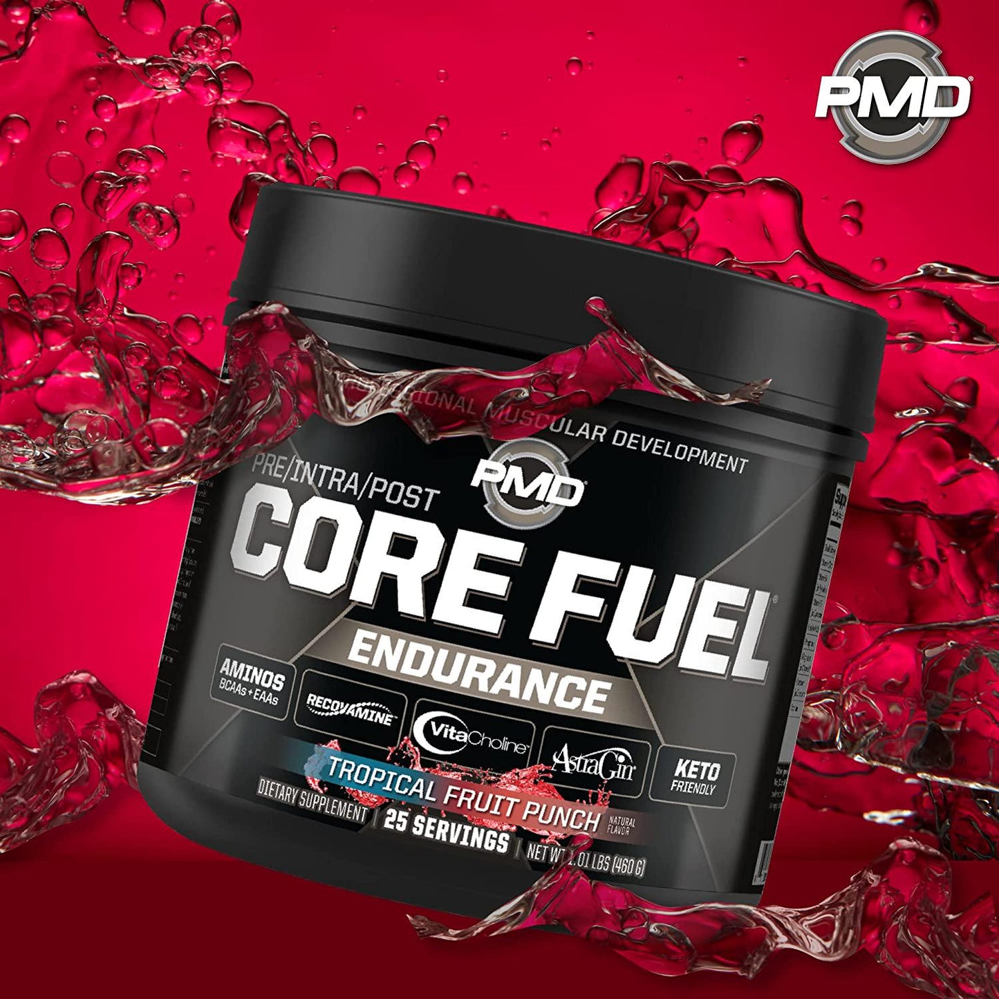 PMD Sports Core Fuel Endurance Performance and Recovery BCAAs, EAAs, Beta Alanine, Betaine Anhydrous, Glutamine, Electrolytes Muscle Growth, Strength, Endurance, Focus, Recovery Stim Free-Creatine Free Tropical Fruit Punch (25 Servings)