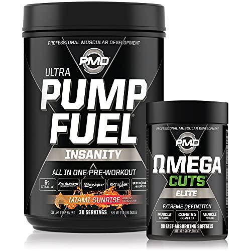 PMD Sports PMD Sports Ultra Pump Fuel Insanity - Pre Workout - Miami Sunrise (30 Servings) and PMD Sports Omega Cuts Elite Thermogenic Fat Burner (90 Softgels)