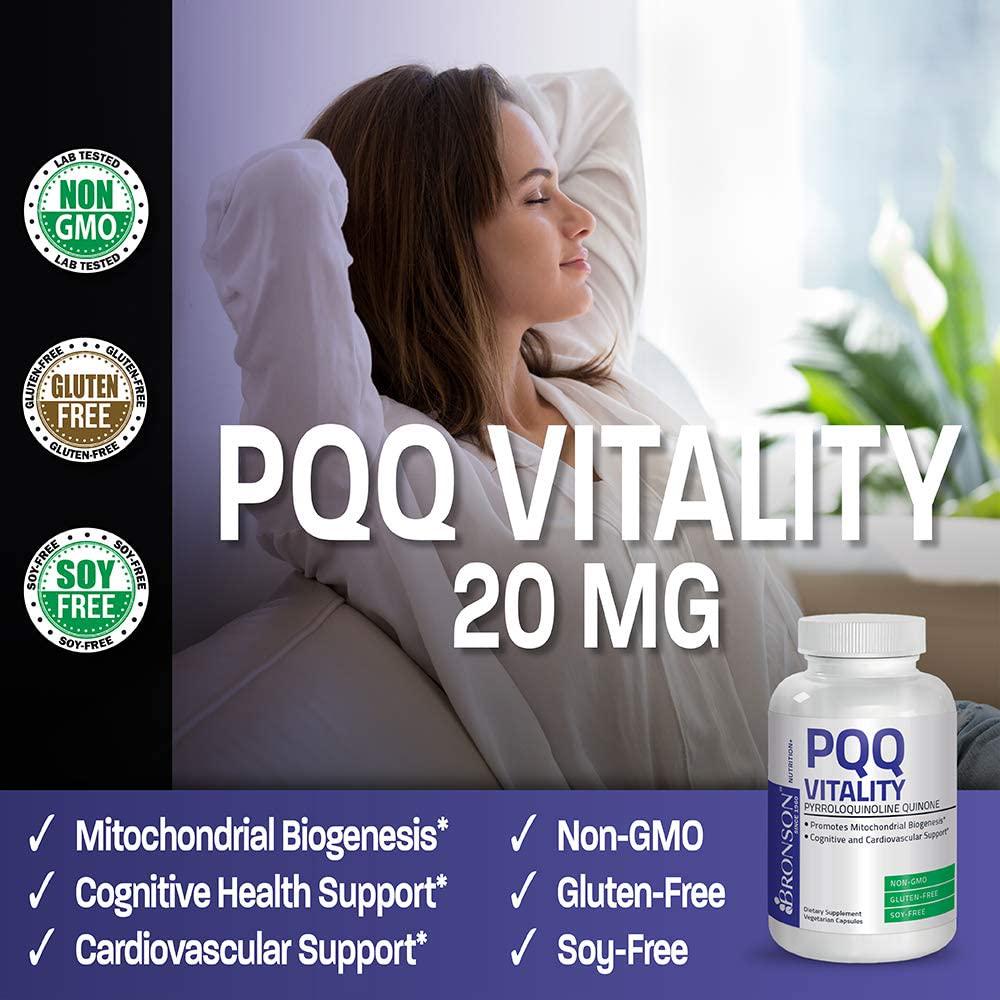 PQQ Vitality Pyroloquinoline Quinone - Promotes Mitochondrial Biogenesis - Non-GMO Gluten Free Soy Free, 30 V-Caps