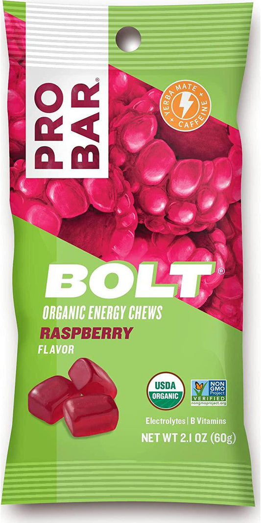 PROBAR Bolt Organic Energy Chews, Raspberry, 2.1 oz (Pack of 12)