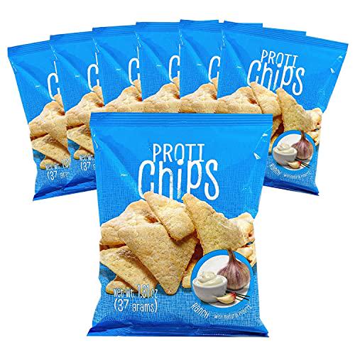 PROTIFIT - 7 Bag Pack High Protein Proti Chips, High Fiber, Low Calorie, Low Carb, Low Fat, Gluten Free, Ideal Protein Compatible, 7 Single Bag Servings (Ranch)