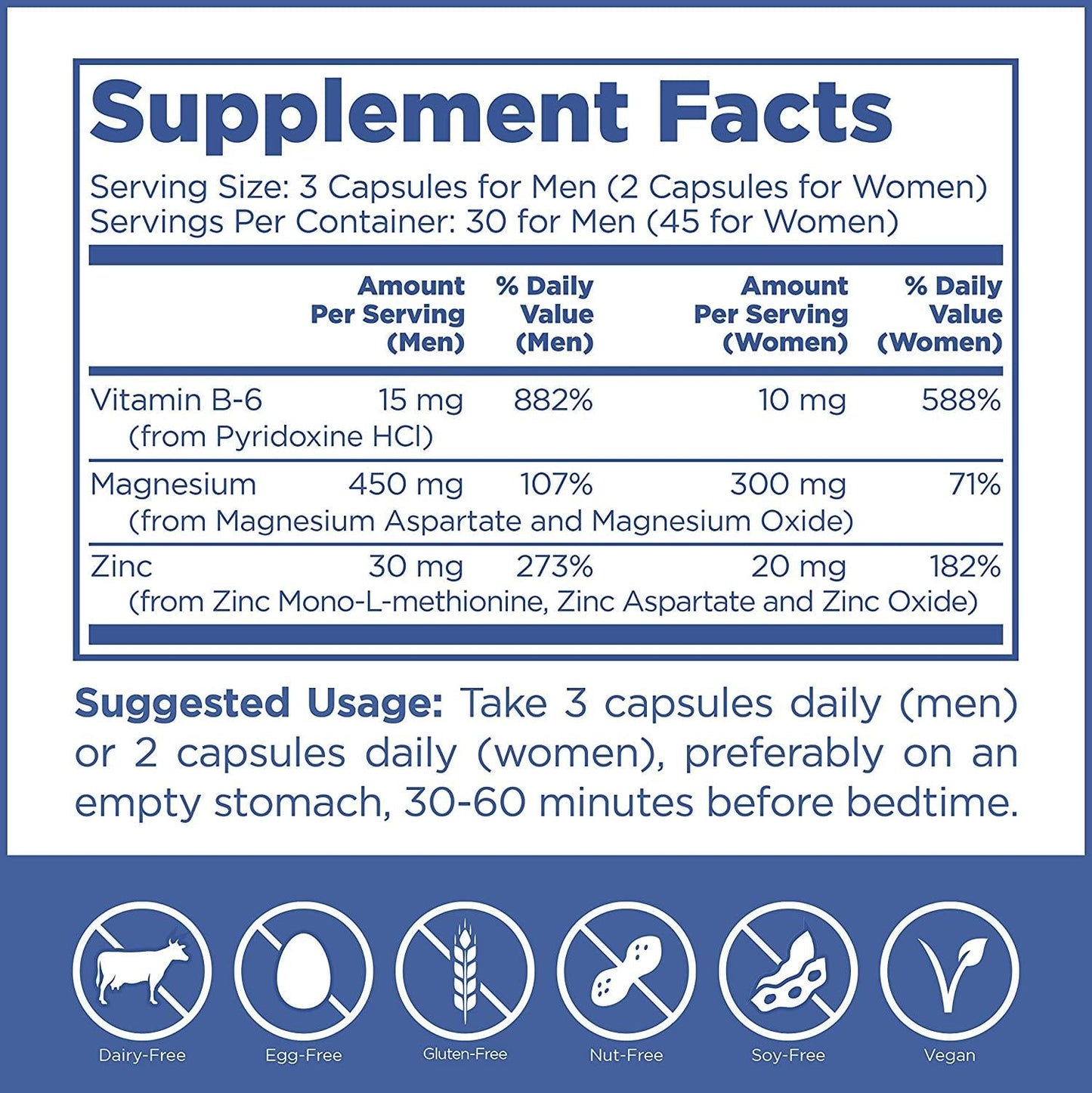 PUREMEDICS ZMA Capsules - ZMA Supplements to Promote Exercise Recovery and Muscle Strength - Pharmaceutical-Grade - 3rd Party Certified - Hypoallergenic - Vegan/Vegetarian - 90 Capsules