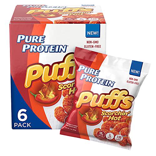 PURE PROTEIN PUFFS, SCORCHIN HOT PUFFS, 18G PROTEIN, NON-GMO, GLUTEN FREE 1.05 OZ, 6 COUNT