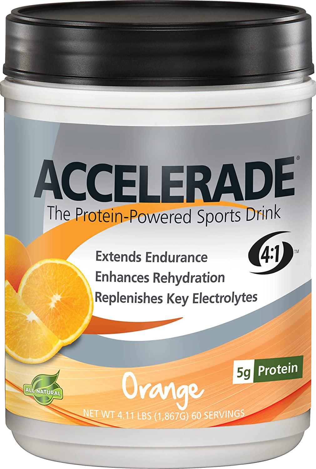 PacificHealth Accelerade, All Natural Sport Hydration Drink Mix with Protein, Carbs, and Electrolytes for Superior Energy Replenishment - Net Wt. 2.06 lb., 30 Serving (Orange)