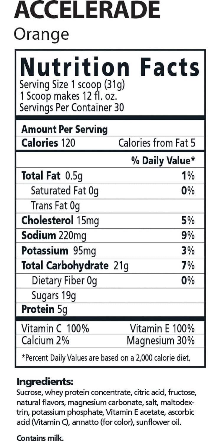 PacificHealth Accelerade, All Natural Sport Hydration Drink Mix with Protein, Carbs, and Electrolytes for Superior Energy Replenishment - Net Wt. 2.06 lb., 30 Serving (Orange)