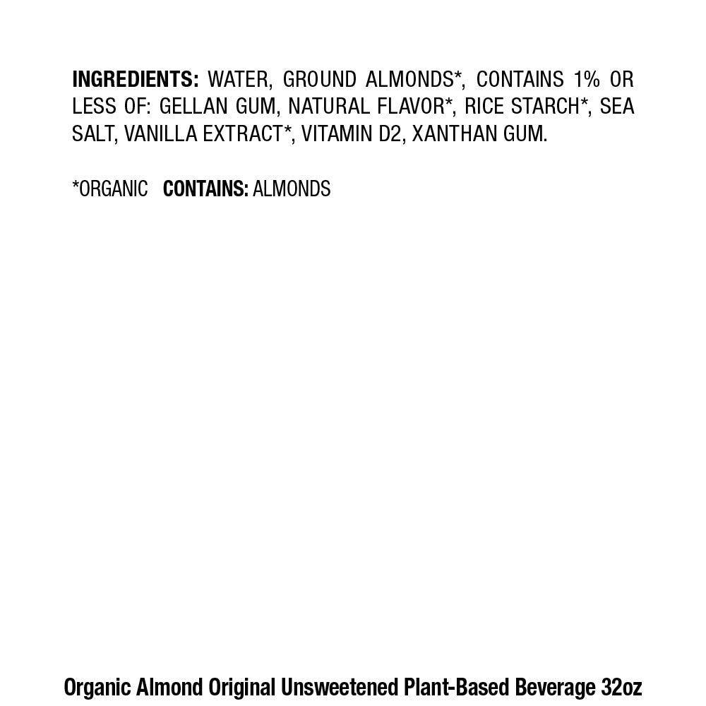 Pacific Foods Organic Almond Non-Dairy Beverage, Unsweetened Original,Keto Friendly, 32-Ounce (Pack of 12)