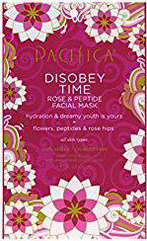 Pacifica Beauty Disobey Time Peptide Hydrating Facial Sheet Mask | For All Skin Types | 1 Count | Hyaluronic Acid, Rose + Peptides | 100% Cotton Mask | Moisturizing + Calming | Vegan + Cruelty Free