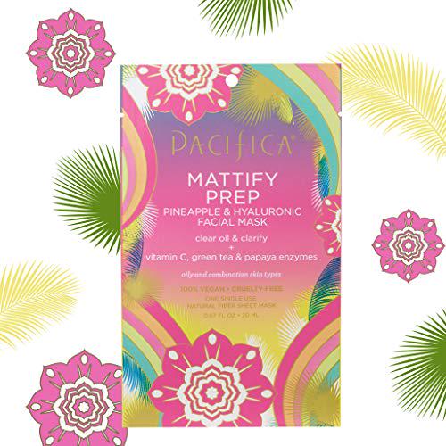 Pacifica Mattify Prep Pineapple and Hyaluronic Facial Mask, 12 Count