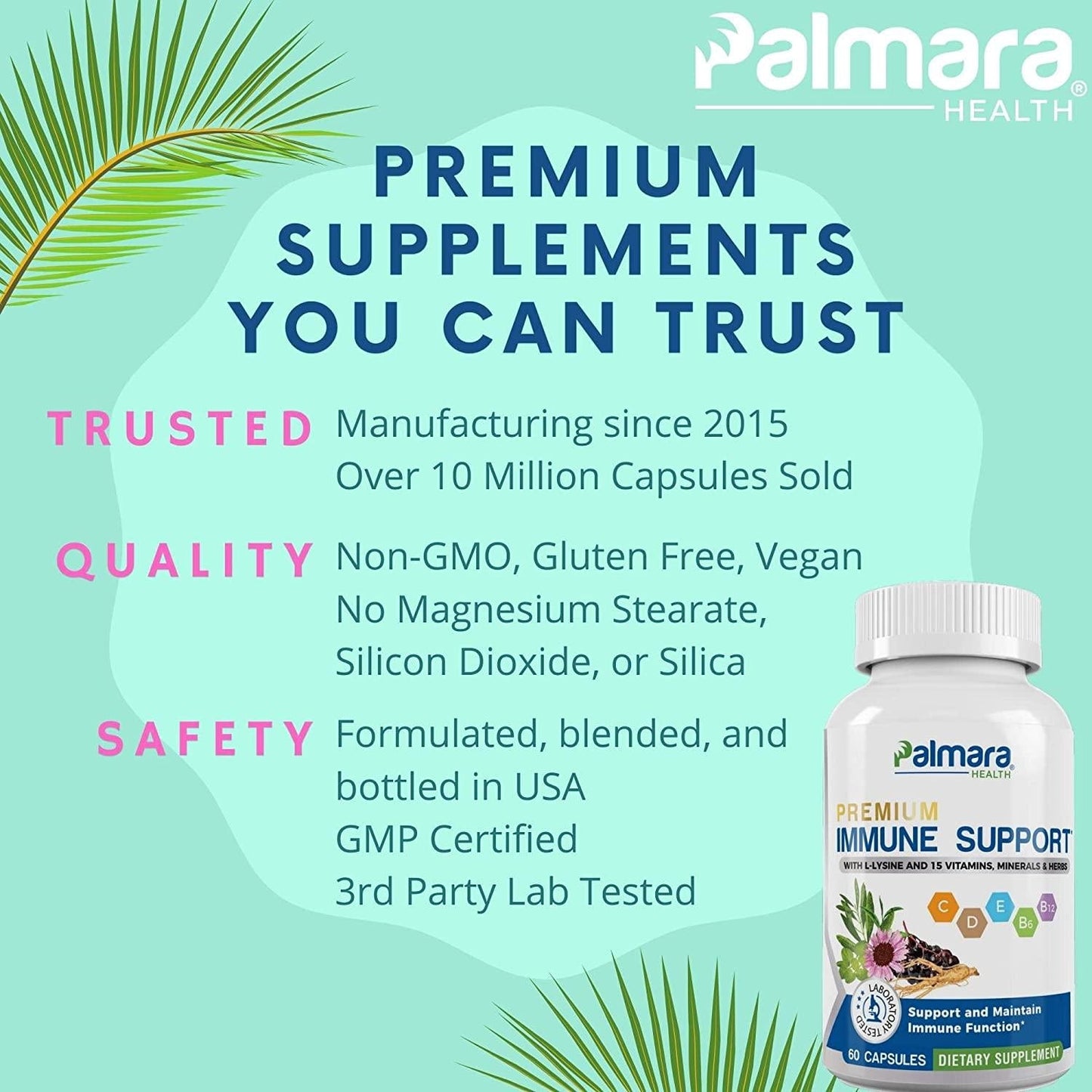 Palmara Health Premium Immune Support, 60 Capsules