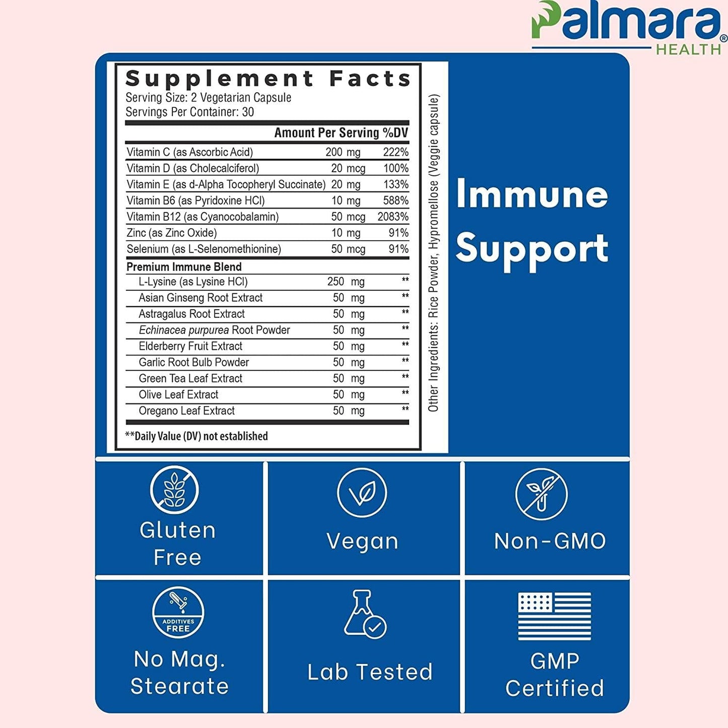Palmara Health Premium Immune Support, 60 Capsules