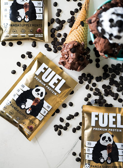 Panda Fuel Premium Protein Non-GMO Whey Protein,Grass-Fed Hydrolyzed Collagen,Whey Concentrate,Case in Protein,Egg Protein,Pro-Biotics,Digestive Enzymes.Multi-Stage 25 Servings (Chocolate Ice Cream)