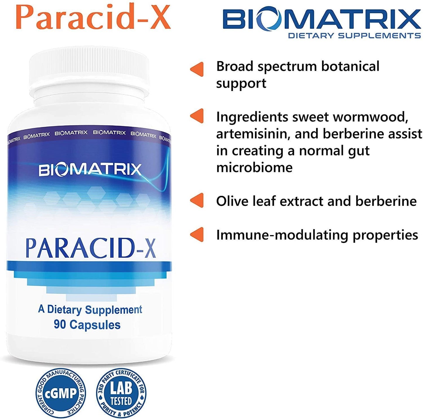 Paracid-X (90 Capsules) for Parasite Cleanse of Gut, Intestines, and Stomach, Anti-Parasitic and GI Support, Sweet Wormwood, Black Walnut Hull, Berberine Sulfate, Artemisinin, Anti-Microbial