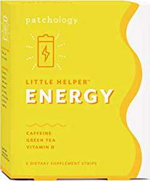 Patchology Little Helper All-Natural Supplement Strips - Green Tea, Caffeine, and Vitamin D - Products for Sleep, Energy, or Stress Relief - Quick-Dissolving Strips for Men and Women - Self Care (Tropical-Fruit, 6 Count)