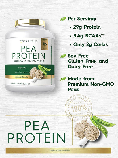 Pea Protein Powder 7lb | Unflavored | 29G Protein | Non-GMO, Gluten, and Soy-Free | Vegetarian Protein Powder | by Carlyle