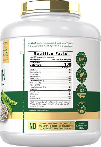 Pea Protein Powder 7lb | Unflavored | 29G Protein | Non-GMO, Gluten, and Soy-Free | Vegetarian Protein Powder | by Carlyle