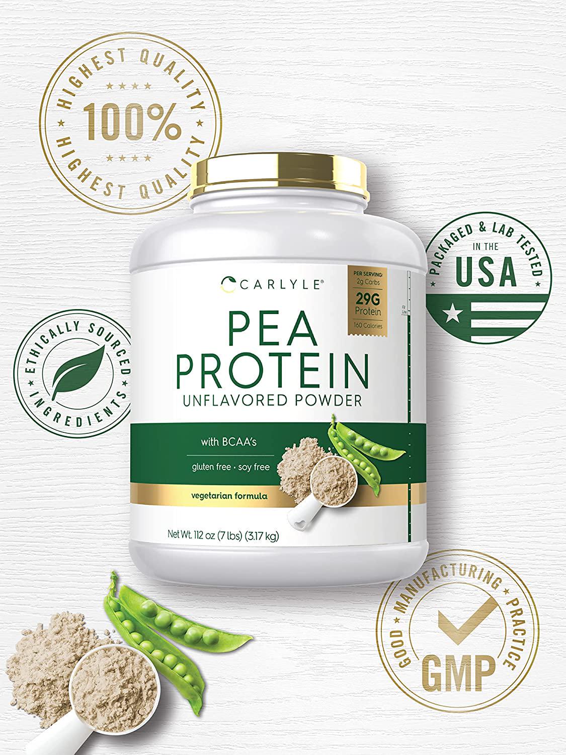 Pea Protein Powder 7lb | Unflavored | 29G Protein | Non-GMO, Gluten, and Soy-Free | Vegetarian Protein Powder | by Carlyle