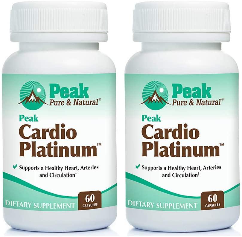 Peak Cardio Platinum by Peak Pure and Natural | Vitamin K2 as MK7 Supplement for Healthy Arteries and Circulation | Nitric Oxide and Nattokinase for Better Blood Flow (2 Bottle Pack)