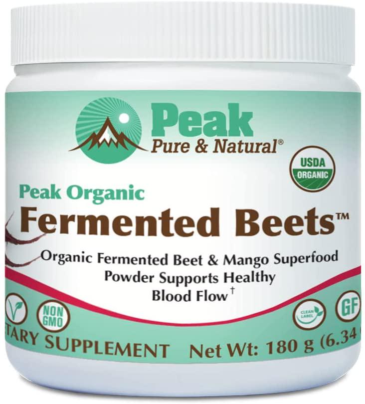 Peak Pure and Natural Peak Organic Fermented Beets - Organic Fermented Beet Powder Superfood Drink Powder - Nitric Oxide Support for Healthy Blood Pressure