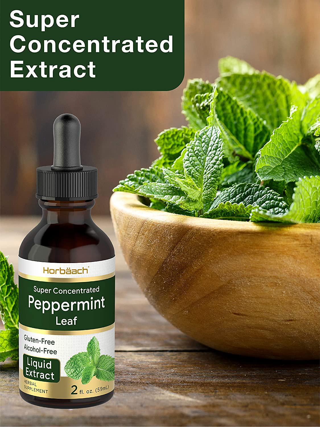 Peppermint Leaf Liquid Extract | 2 fl oz | Mentha Piperita | Vegetarian, Non-GMO and Gluten Free Supplement | by Horbaach