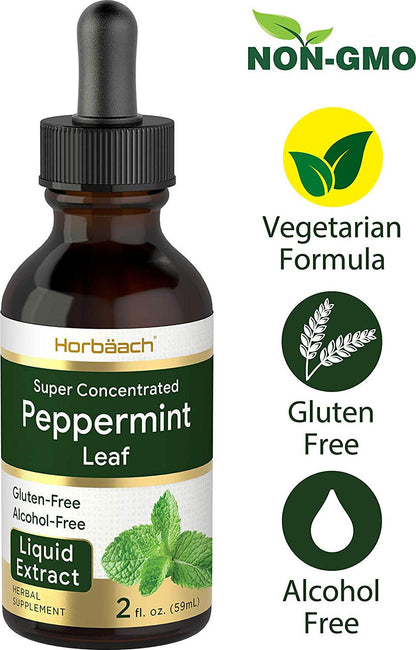 Peppermint Leaf Liquid Extract | 2 fl oz | Mentha Piperita | Vegetarian, Non-GMO and Gluten Free Supplement | by Horbaach