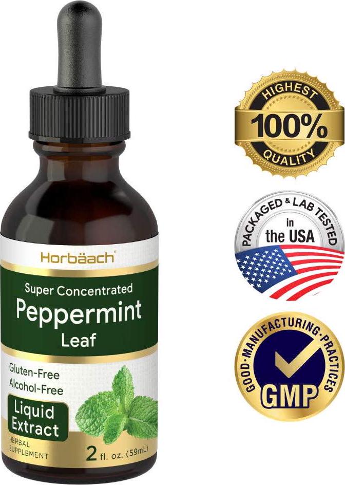 Peppermint Leaf Liquid Extract | 2 fl oz | Mentha Piperita | Vegetarian, Non-GMO and Gluten Free Supplement | by Horbaach