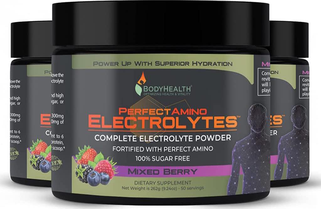 PerfectAmino Electrolytes - Mixed Berry Flavor (50 Servings): Complete Electrolyte Powder with Perfect Amino, Sugar Free (Packaging May Vary)