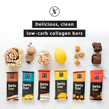 Perfect Keto Bars - The Cleanest Low Carb Keto Snacks with Collagen and MCT. No Sugar Added, Keto Diet Friendly - 3g Net Carbs, 19g Fat, 11g Protein - Keto Diet Food Dessert (Cinnamon Roll, 12 Bars)