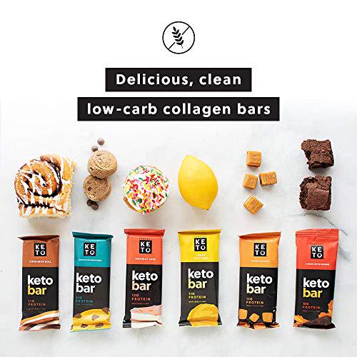 Perfect Keto Bars - The Cleanest Keto Snacks with Collagen and MCT. No Added Sugar, Keto Diet Friendly - 3g Net Carbs, 19g Fat, 10g protein - Keto Diet Food Dessert (Almond Butter Brownie, 12 Bars)