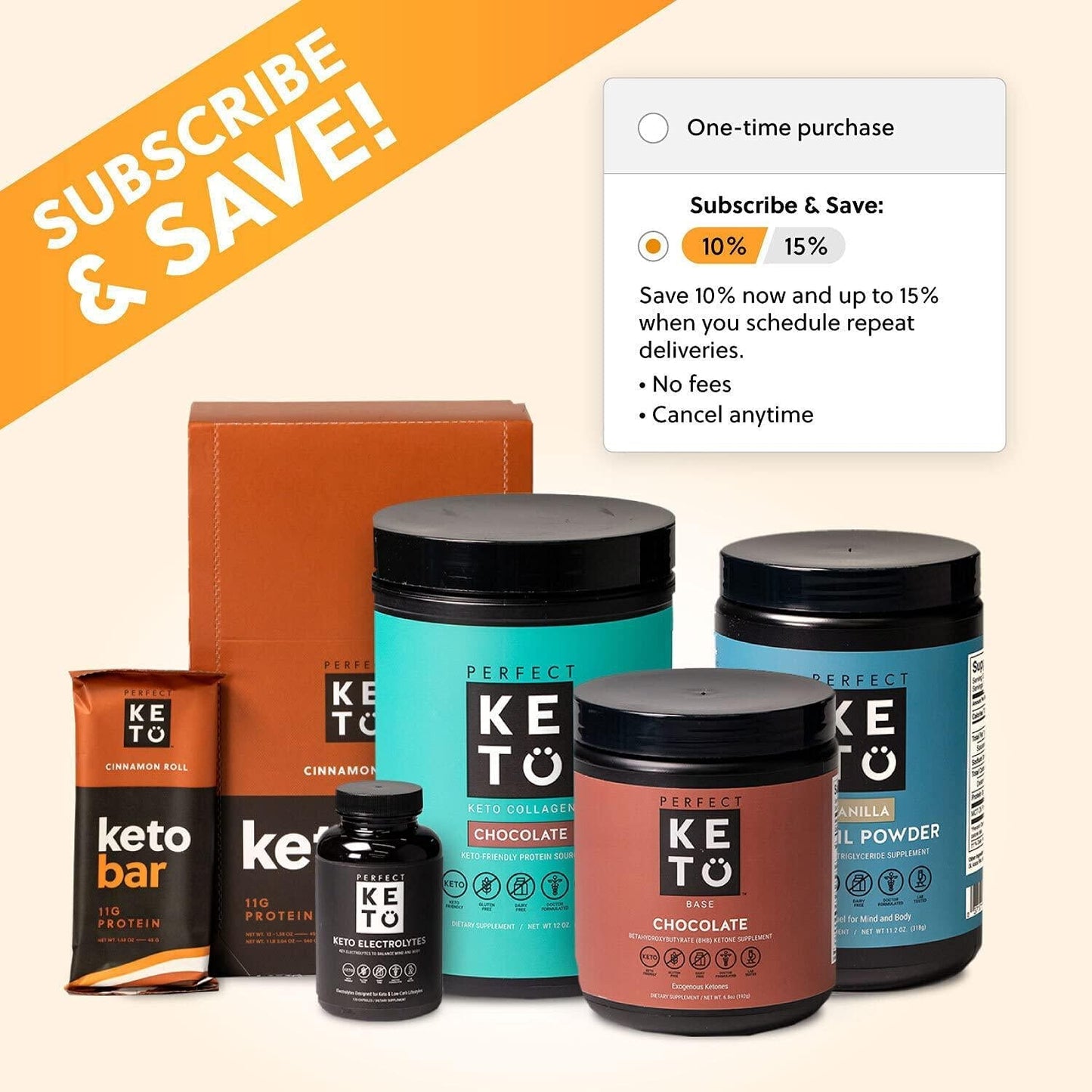 Perfect Keto Protein Powder Salted Caramel: Grass Fed Collagen Peptides Low Carb Keto Drink Supplement with MCT Oil Powder. Best as Keto Drink Creamer or Added to Ketogenic Diet Snacks. Gluten Free